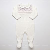 Combinaison pour bébé faite à la main avec smocks |   Combinaison bébé unisexe |   Combinaison pour bébé brodée à la main, 100% coton, manches longues, pyjama pour nouveau-né