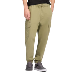 Men's Olive Green <b>Pants</b> Elastic Waist Midweight Cotton Casual Joggers With Side Pockets Spring Wear Customized color and design - Product Image 5