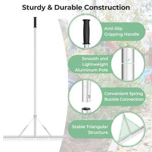 Rastrillo de Jardín de Mango Largo para el Cuidado del Césped, Aflojar la Tierra y Desherbar junto al Lago - Product Image 2