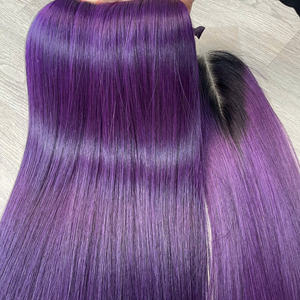 ราคาขายส่ง ผมเวอร์จินแท้ 100% จากเวียดนาม แบบต่อผมลูกไม้ตรงสีม่วงออมเบร ซุปเปอร์ดับเบิ้ลดรอน - Product Image 1