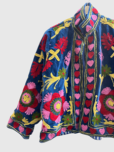 Veste en velours à col mandarin avec motif brodé, manches longues, design géométrique, broderie à la main, vêtements d'automne pour adultes - Product Image 4