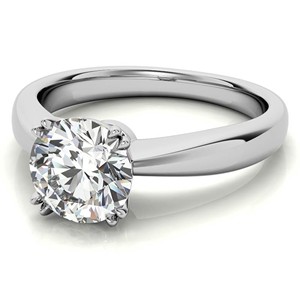 Bague de fiançailles solitaire en moissanite VVS1 taille ronde, or blanc massif 18 carats, double griffe, pour elle - Product Image 3
