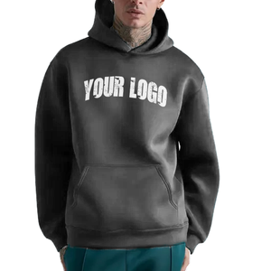 Sweat à capuche zippé avec broderie et patchs personnalisés, Sweat à capuche zippé personnalisé effet vieilli pour homme, Ensemble de sweats à capuche brodés effet vieilli personnalisé - Product Image 2