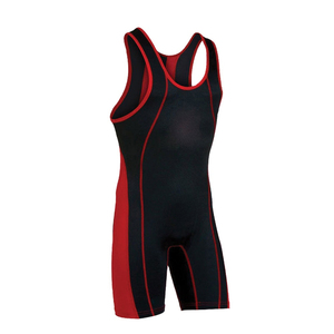 Unisex Fitted Wrestling Singlet Color Blocked Red <b>Black</b> White Spandex Polyester Stretch <b>Combat</b> Sports Apparel Adult Style USA - Product Image 5