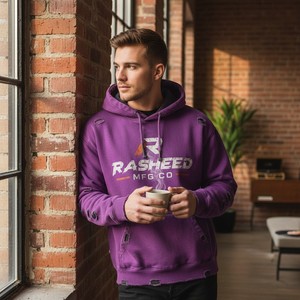 Digital Print Logo Fleece <b>Cropped</b> Boxy <b>Hoodie</b> Blank Full <b>Zip</b> <b>up</b> Vintage Acid Wash Distressed Hoodies For Men Purple Hooded Print - Product Image 6