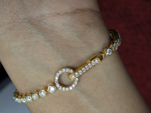 <b>Cute</b> Lab Grown Diamond 9K Solid Gold White/Yellow/Rose Gold Round Brilliant Cut Engagement Bangles Unisex Certified Jewelry - Product Image 4