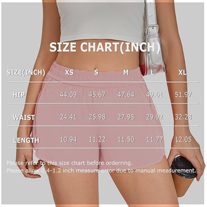 Shorts de sport taille haute rose clair pour femme en polyester respirant, avec taille élastique smockée, pour la course et l'entraînement - Product Image 5