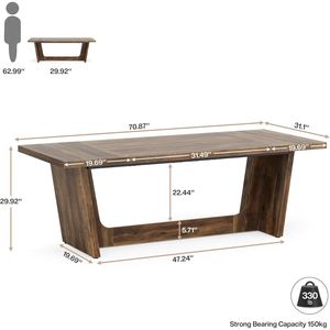 70.87-Inch Executive <b>Solid</b> <b>Wooden</b> Pedestal Large Home Office Industrial Wood Study Writing Table Computer <b>Desk</b> for Home Office - Product Image 5