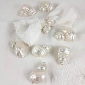 White Pearl Conch Shell Napkin Ring Personalized Wedding <b>Name</b> Napkin Rings Bride Groom Engraved <b>Table</b> Decor Shell Napkin <b>Holder</b> - Product Image 5