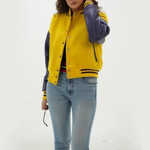 Veste universitaire personnalisée pour femmes, mélange de laine, manches en cuir, style Letterman, service d'échantillons OEM ODM - Product Image 6