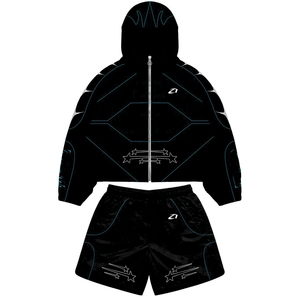 Men's Black Custom <b>Reflective</b> Windbreaker <b>Jacket</b> and Shorts Lightweight Hooded <b>Running</b> Tracksuit OEM Sportswear Hoodies Outfit - Product Image 6