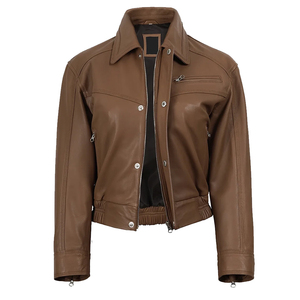 Men's High Street Stylish Casual Autumn Cow Skin Jacket Stand Collar Windproof Quick Dry Thick Warm <b>Gloves</b> Motorcycle Use - Product Image 2