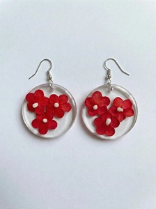 Pendientes de Resina con Flores Rojas Hechos a Mano, Pendientes Colgantes Circulares Modernos para el Día de San Valentín, Regalos Promocionales Novedosos - Product Image 6