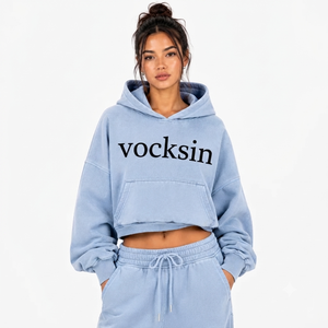 Sudadera con Capucha VOCKSIN para Mujer, Talla Grande, Regular, Transpirable, Forrada, de Invierno, Premium, de Algodón Grueso, Color Azul Bebé - Product Image 5