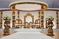 Mandap Pernikahan Heksagonal Gaya Kuil Tradisional dari Fiber Glass untuk Pernikahan Tamil Telugu Profesional Premium Indoor