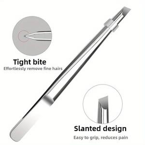 Pince à épiler professionnelle en acier inoxydable pour sourcils et poils du visage, pointe de précision, poignée antidérapante, pour la coupe des sourcils, de la barbe et de la moustache - Product Image 2