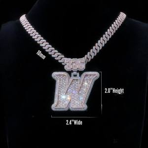 Hip Hop Jewelry Mens Iced Custom Letter Charm Pendant 925 Sterling Silver VVS Moissanite Number Name Initial Logo - Product Image 2