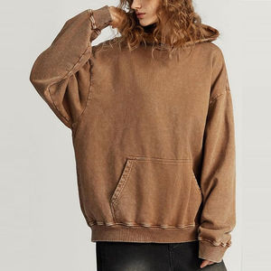 Sweat à capuche oversize délavé à l'acide pour femme, anti-rides, séchage rapide, anti-boulochage, nouveau design, prix raisonnables, du fabricant de vêtements - Product Image 4