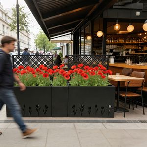 Set di 3 Fioriere in Metallo con Traliccio, Materiale PE, Orto Rialzato, Traliccio per Fiori, Schermo per la Privacy per Patio e Balcone, Stile Rustico - Product Image 4