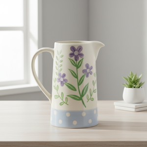 Carafe en grès de qualité supérieure 3460936-1.8, motif floral estampé tout autour, 1800 ml - Product Image 1