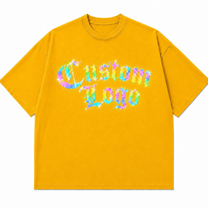เสื้อยืดสตรีทแวร์ผู้ชายไซส์ใหญ่แบบสั่งทำ |   ผ้าเจอร์ซีย์ผ้าฝ้าย 100% |   รายละเอียดการสะท้อนแสงแบบพิมพ์ดิจิตอลลายรุ้ง |   แขนสั้น - Product Image 3