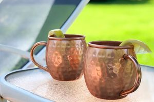 Hammered copper drink mug set prairie inspired beverage <b>cups</b> <b>reusable</b> handcrafted cocktail mugs premium collection - Product Image 5