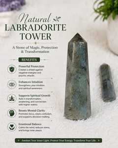 Tour de cristal de labradorite polie pour la concentration, la créativité, la protection et le bien-être émotionnel - Product Image 4