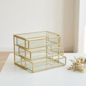 Boîte de rangement pour bijoux et accessoires en verre de luxe moderne Boîte en verre unique pour décorations de maison avec tiroirs - Product Image 1