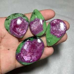 Pierre précieuse naturelle Zoisite rubis, cabochon taille coussin, pierre libre pour la fabrication de bijoux, enroulement de fil, vert rose, certifiée par une tierce partie - Product Image 4