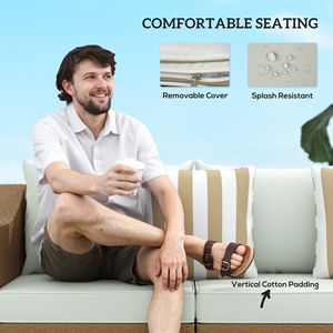 Light Gray 3-Seater Rattan Wicker Patio Couch with Cushions & 2 Throw Pillows Outdoor PE Rattan <b>Sofa</b> for <b>Garden</b> <b>Garden</b> <b>Sofas</b> - Product Image 5
