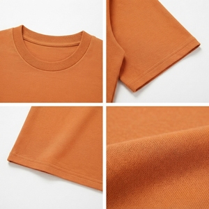 Camiseta Premium de Algodón Oversize con Cuello Redondo y Manga Corta, Color Naranja Liso, Fabricación de Prendas Personalizadas, Ropa al por Mayor de Marca Privada - Product Image 4
