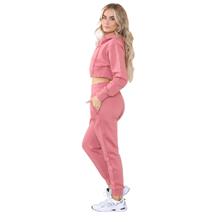 Conjunto Deportivo Elegante Negro para Mujer, Sudadera Corta con Capucha, Pantalones Jogger, Ropa Deportiva Informal para Fitness, Atuendo de Invierno - Product Image 4