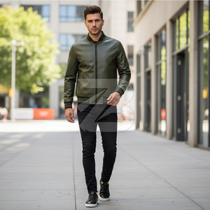 2026 Men Casual Slim Fit Leather <b>Jacket</b> <b>White</b> Black Diagonal Zipper with Stand Collar Motorcycle Coat Men Clothing - Product Image 4