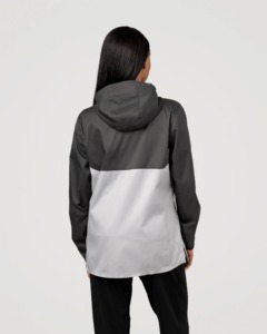 Veste à capuche pour femme, à blocs de couleur, manches longues, coupe-vent, en polyester tissé, pour l'automne - Product Image 2