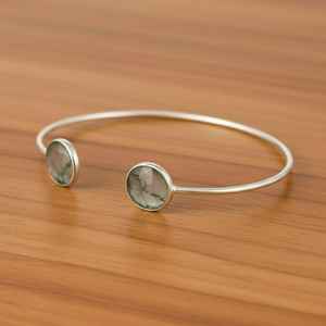 Bracelet manchette en agate mousse, argent sterling 925, ajustable, pierres précieuses, bijoux faits à la main, cadeau pour femme - Product Image 6