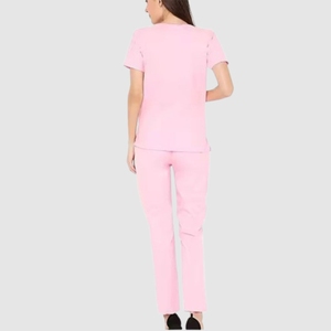 Ensemble de blouses médicales roses sur mesure pour femmes, col en V, uniforme d'hôpital, tenue de travail pour infirmières, manches courtes, blouses chirurgicales - Product Image 4