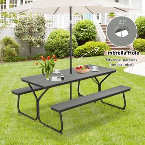 Set da Giardino con Tavolo da Picnic e Panchina per 6-8 Persone, 6 Piedi, per Esterni - Articolo N. 13472895 - Product Image 2