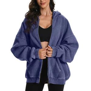 Sweat à capuche oversize pour femme, couleur unie, avec poches, respirant, en coton tricoté et fibre de bambou, pour l'automne - Product Image 4