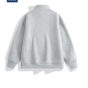 Men's Blank Oversized Half Zip Sweatshirt <b>Mock</b> <b>Neck</b> Plain Cotton Casual Streetwear Pullover <b>Top</b> - Product Image 4