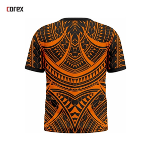 Maillot en jersey à col rond et manches courtes en polyester tricoté de qualité supérieure, texture polynésienne personnalisée, coupe classique - Product Image 5