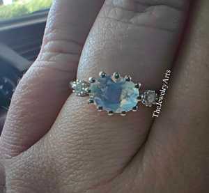 925 Sterling Silver Jewelry June Birthstone Rainbow Moonstone <b>Ring</b> for Women Stone <b>Statement</b> <b>Ring</b> Birthday Christmas for Gift - Product Image 5