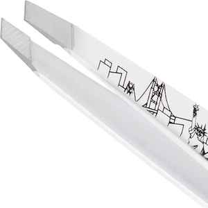 Powder Coated Car Printed Eyebrow Tweezers Custom Logo Sustainable Steel Slanted Pointed Tips Brow Tweezers With Low MOQ - Product Image 2