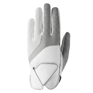 Gant de golf en cuir véritable respirant de qualité supérieure, à enfiler, unisexe, blanc et gris - Product Image 5