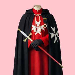 Vestido Largo de Mujer de la Colección Venezia, Negro, Bordado, con Adorno de Cruz Blanca - Product Image 3