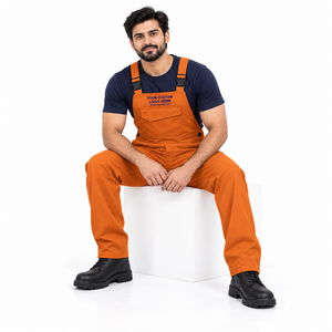 Combinaison de travail une pièce pour les techniciens d'usine et le personnel de service, vêtements de marque privée avec bretelles réglables et poche poitrine - Product Image 3