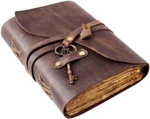 100% Genuine Leather Journal Soft Cover <b>Notebook</b> With Antique Key Lock Strap Wrap Around Flap Cover Blank Deckle Art Pages <b>Diary</b> - Product Image 5