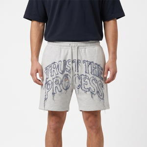 Men’s Distressed Embroidered <b>Fleece</b> <b>Shorts</b> Custom Street wear Winter <b>Shorts</b> Heavyweight 100% Polyester <b>Fleece</b> Sweat <b>Shorts</b> Men - Product Image 6