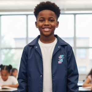 Chaqueta Juvenil Jack and Jill, Color Azul Marino, con Botones a Presión, Ligera, de Lona Transpirable, Cortavientos, Informal, Unisex, para Niños, Abrigo Escolar - Product Image 5