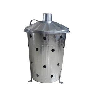 Outdoor leaf burner <b>bin</b> Galvanized steel incinerator Garden debris trash can Round <b>burn</b> barrel with lid Debris Trash Can - Product Image 3