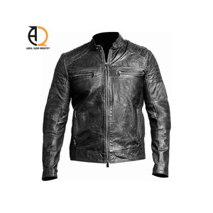 Veste en cuir classique pour moto sur mesure OEM pour hommes, en cuir véritable, pour l'hiver, vêtements de rue, fabricant au Pakistan - Product Image 3